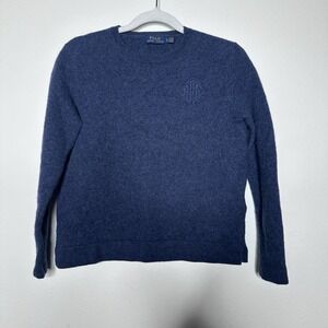 Polo Ralph Lauren Wool Cashmere Blue Top Knit Sweater Women US Size S Preppy